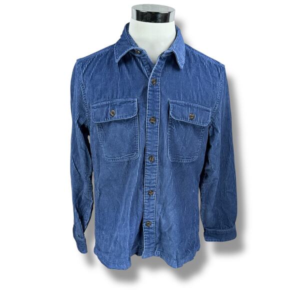 LL Bean Rangeley Corduroy Shirt Men’s Medium Blue Cotton Long Sleeve Button-Up - Picture 1 of 9